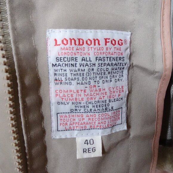 London Fog Zip Front Jacket Men's 40 Reg Beige Removable Faux Fur Lined Classic - Picture 9 of 14